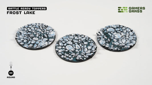Gamers Grass GGT-FLR50 - Battle Ready Toppers - Frost Lake - Round 50mm (x3)