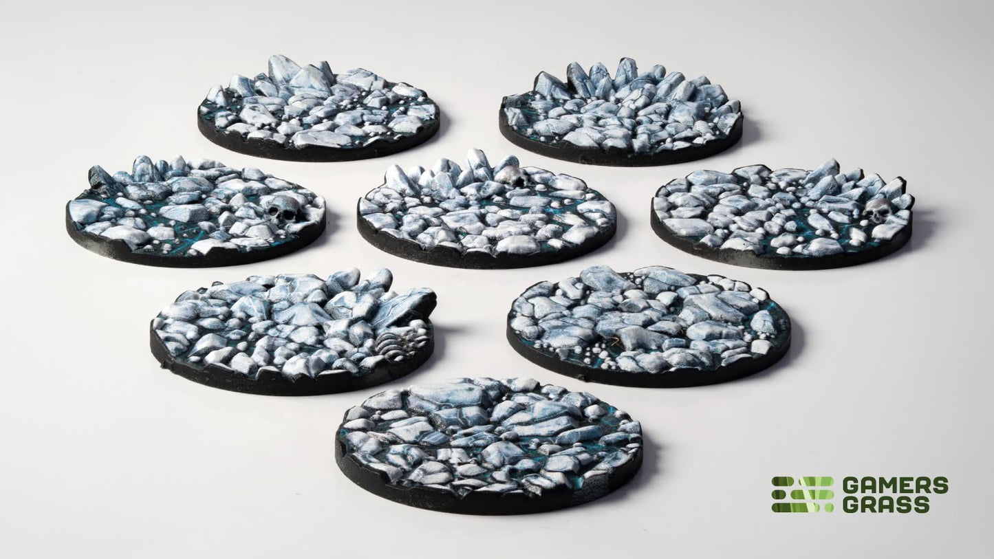 Gamers Grass GGT-FLR32 - Battle Ready Toppers - Frost Lake - Round 32mm (x8)