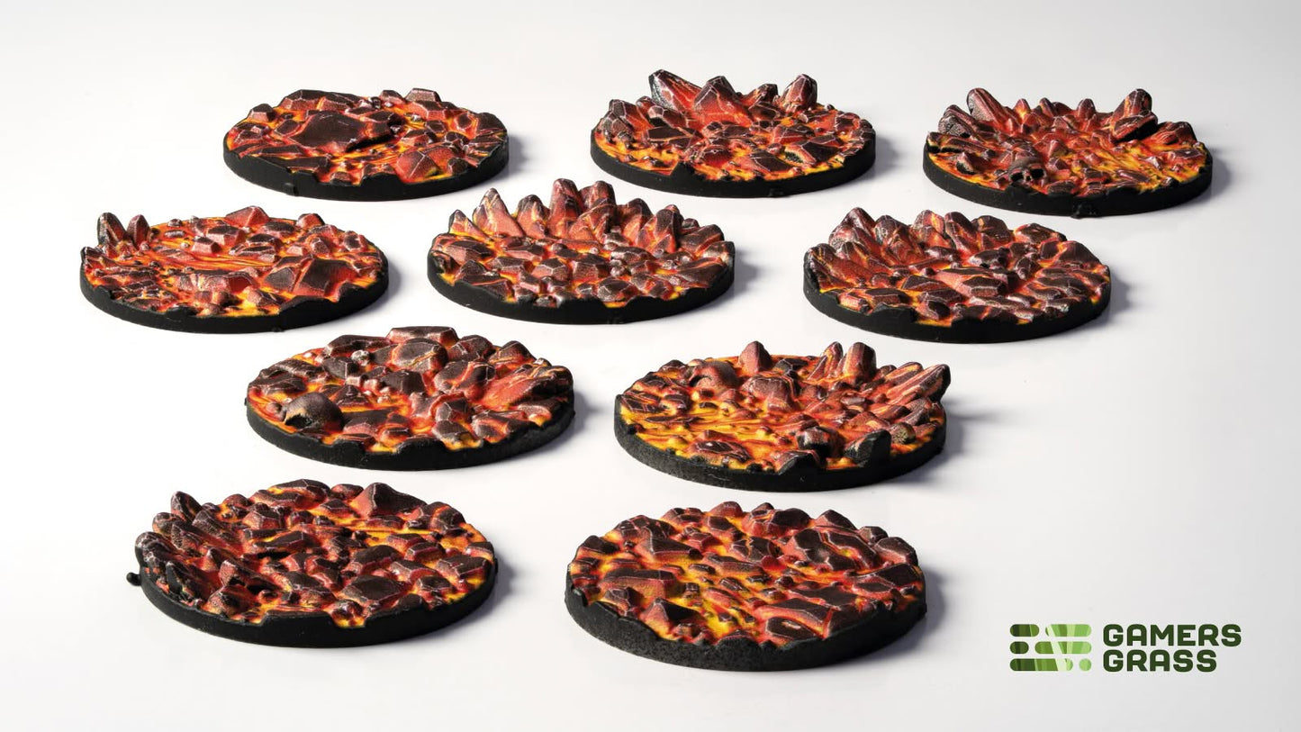 Gamers Grass GGT-MLR28 - Battle Ready Toppers - Molten Lava - Round 28mm (x10)