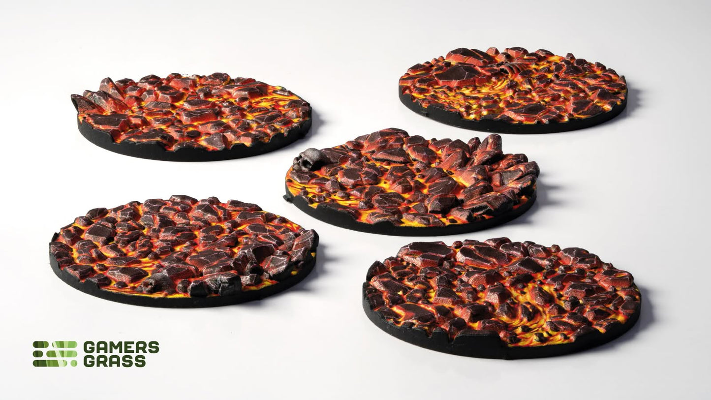 Gamers Grass GGT-MLR40 - Battle Ready Toppers - Molten Lava - Round 40mm (x5)