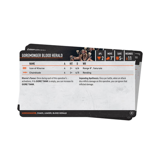 Games Workshop 102-60 - Kill Team - Goremongers: Datacards