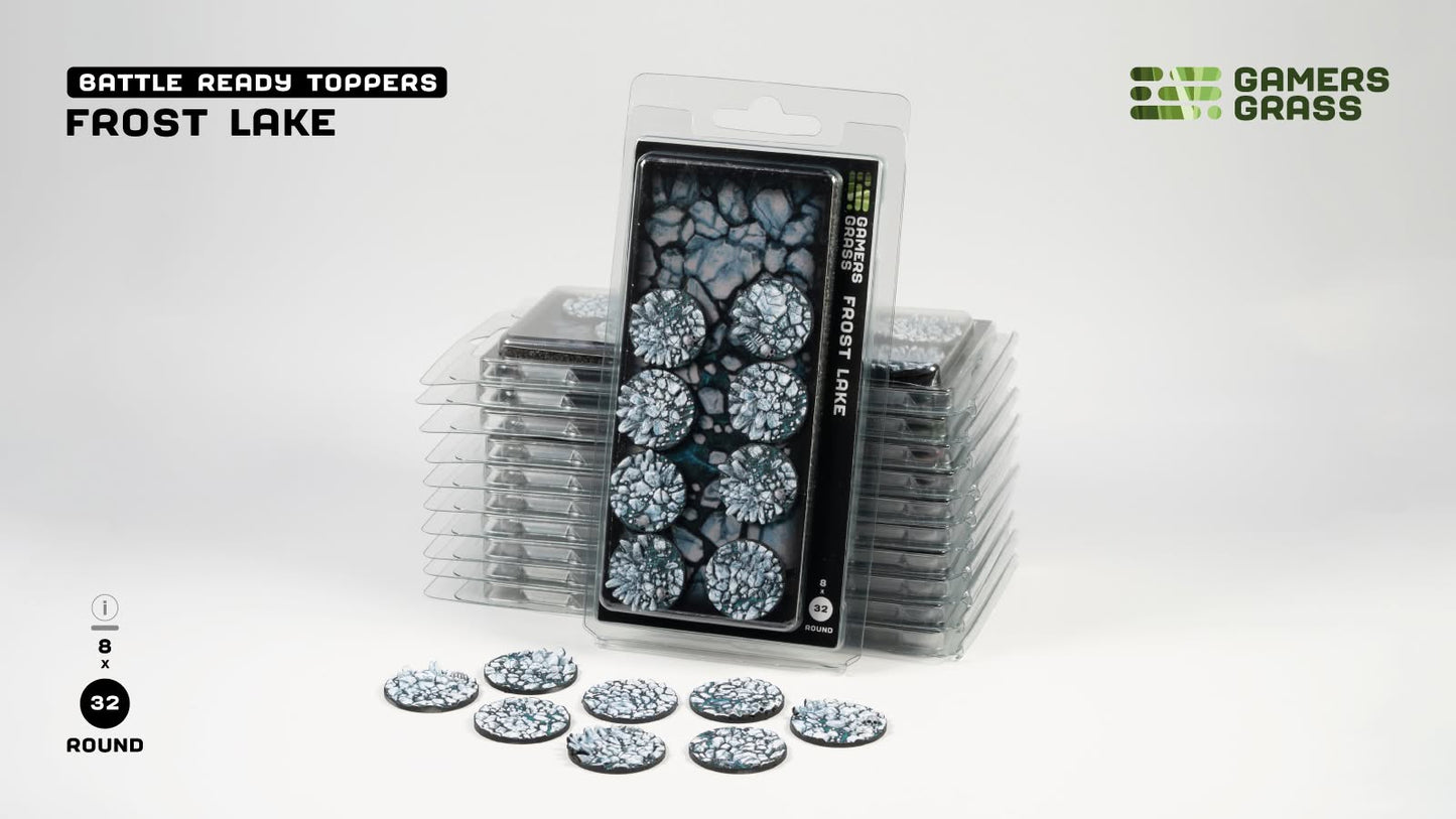 Gamers Grass GGT-FLR32 - Battle Ready Toppers - Frost Lake - Round 32mm (x8)