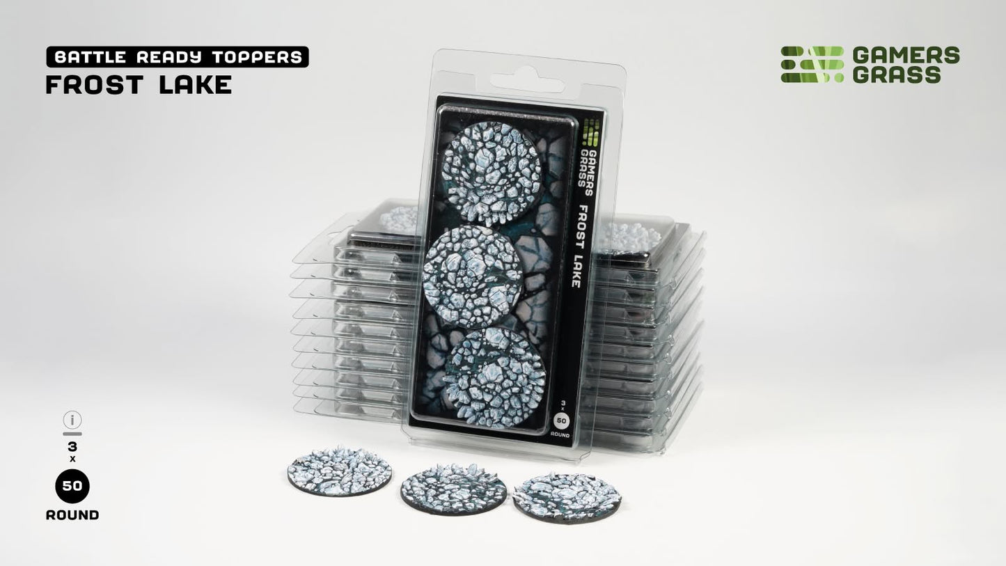 Gamers Grass GGT-FLR50 - Battle Ready Toppers - Frost Lake - Round 50mm (x3)