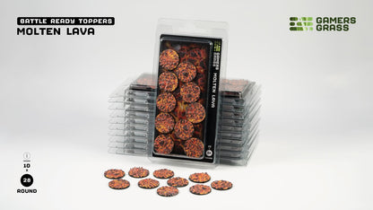 Gamers Grass GGT-MLR28 - Battle Ready Toppers - Molten Lava - Round 28mm (x10)