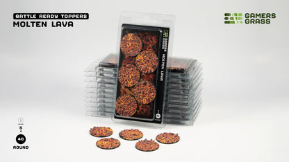 Gamers Grass GGT-MLR40 - Battle Ready Toppers - Molten Lava - Round 40mm (x5)