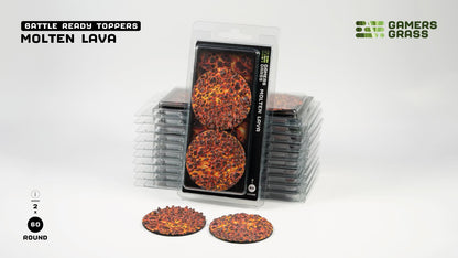Gamers Grass GGT-MLR60 - Battle Ready Toppers - Molten Lava - Round 60mm (x2)
