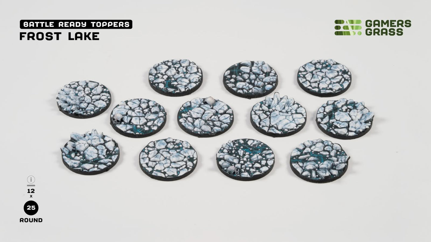 Gamers Grass GGT-FLR25 - Battle Ready Toppers - Frost Lake - Round 25mm (x12)