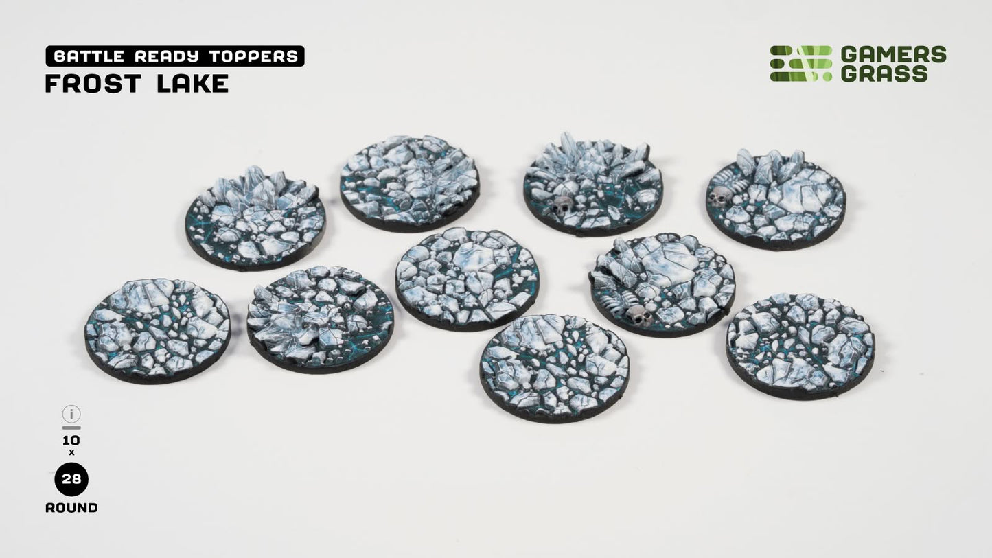 Gamers Grass GGT-FLR28 - Battle Ready Toppers - Frost Lake - Round 28mm (x10)