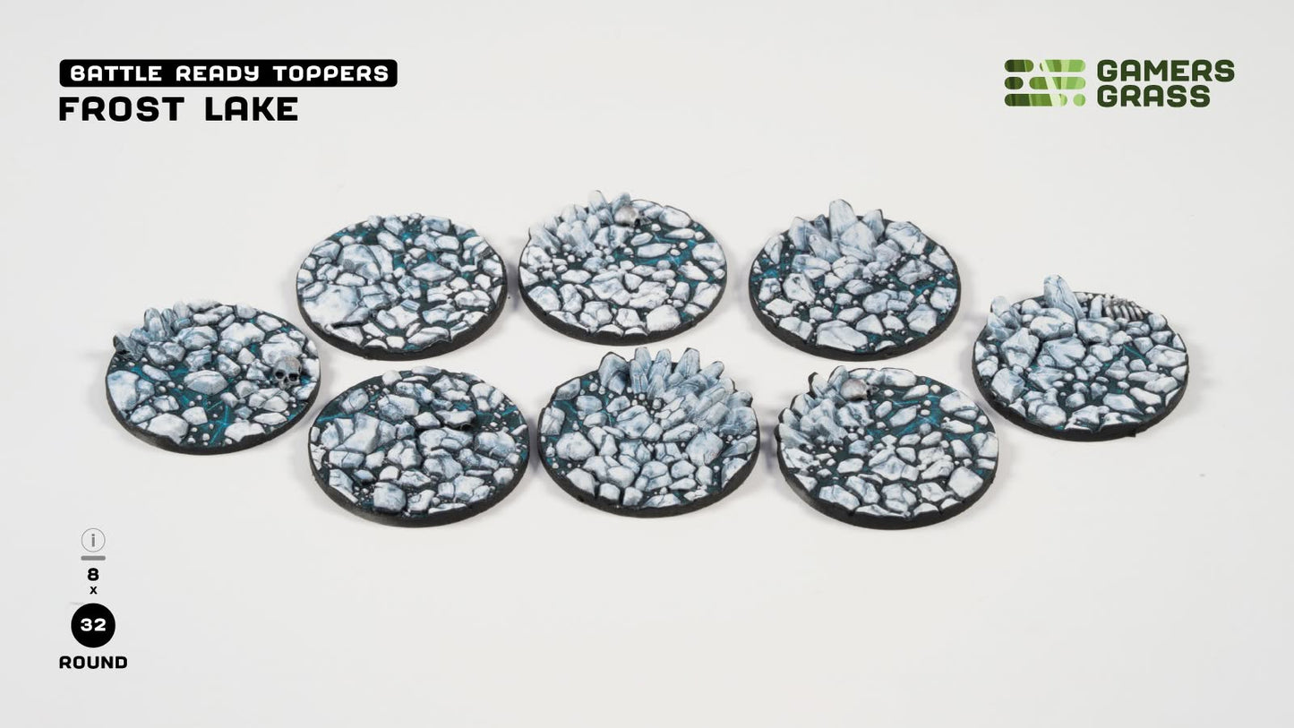 Gamers Grass GGT-FLR32 - Battle Ready Toppers - Frost Lake - Round 32mm (x8)