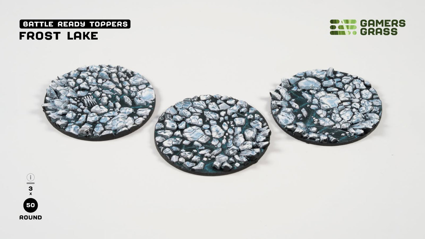 Gamers Grass GGT-FLR50 - Battle Ready Toppers - Frost Lake - Round 50mm (x3)