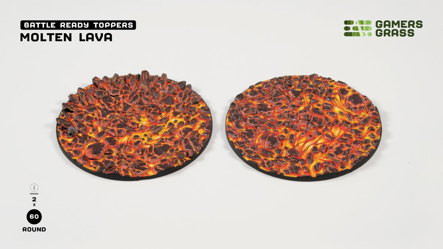 Gamers Grass GGT-MLR60 - Battle Ready Toppers - Molten Lava - Round 60mm (x2)