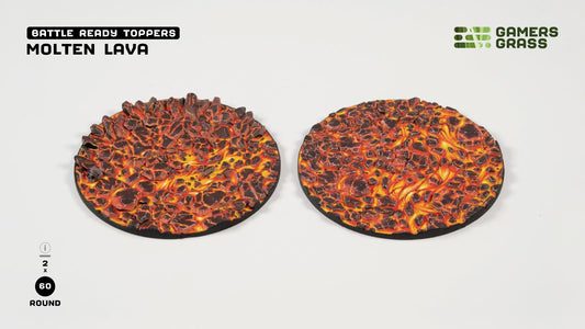 Gamers Grass GGT-MLR60 - Battle Ready Toppers - Molten Lava - Round 60mm (x2)