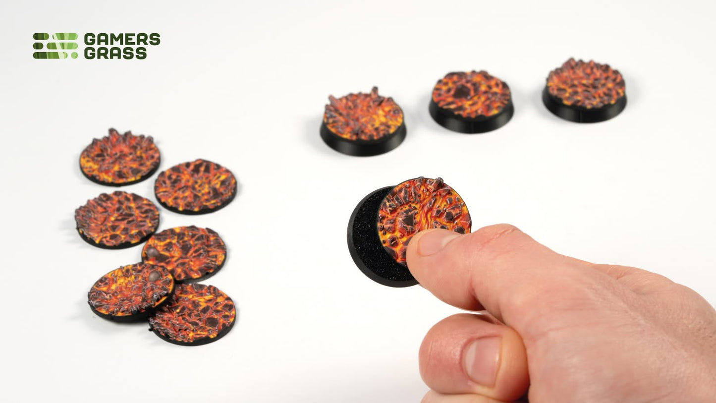 Gamers Grass GGT-MLR28 - Battle Ready Toppers - Molten Lava - Round 28mm (x10)