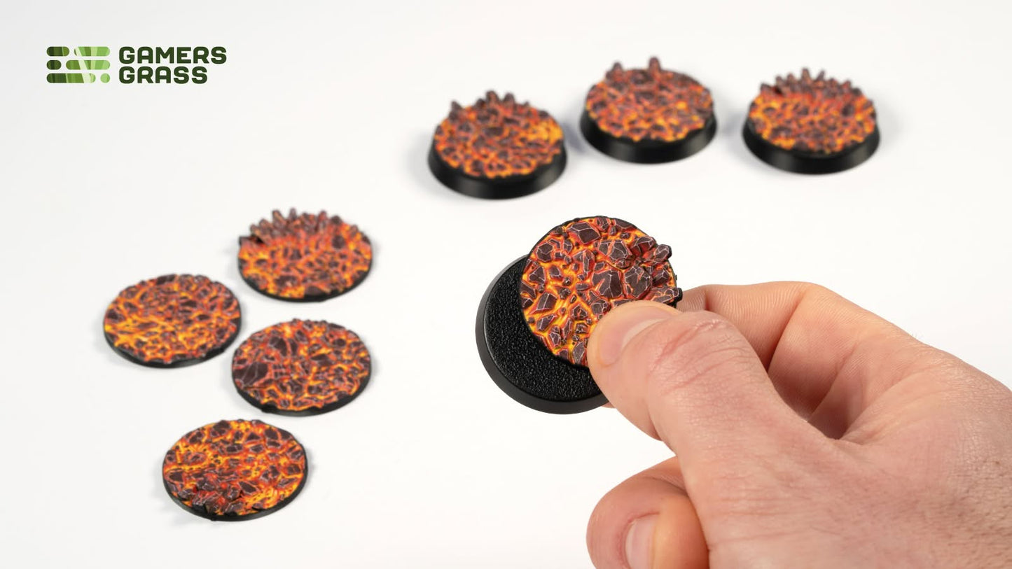 Gamers Grass GGT-MLR32 - Battle Ready Toppers - Molten Lava - Round 32mm (x8)