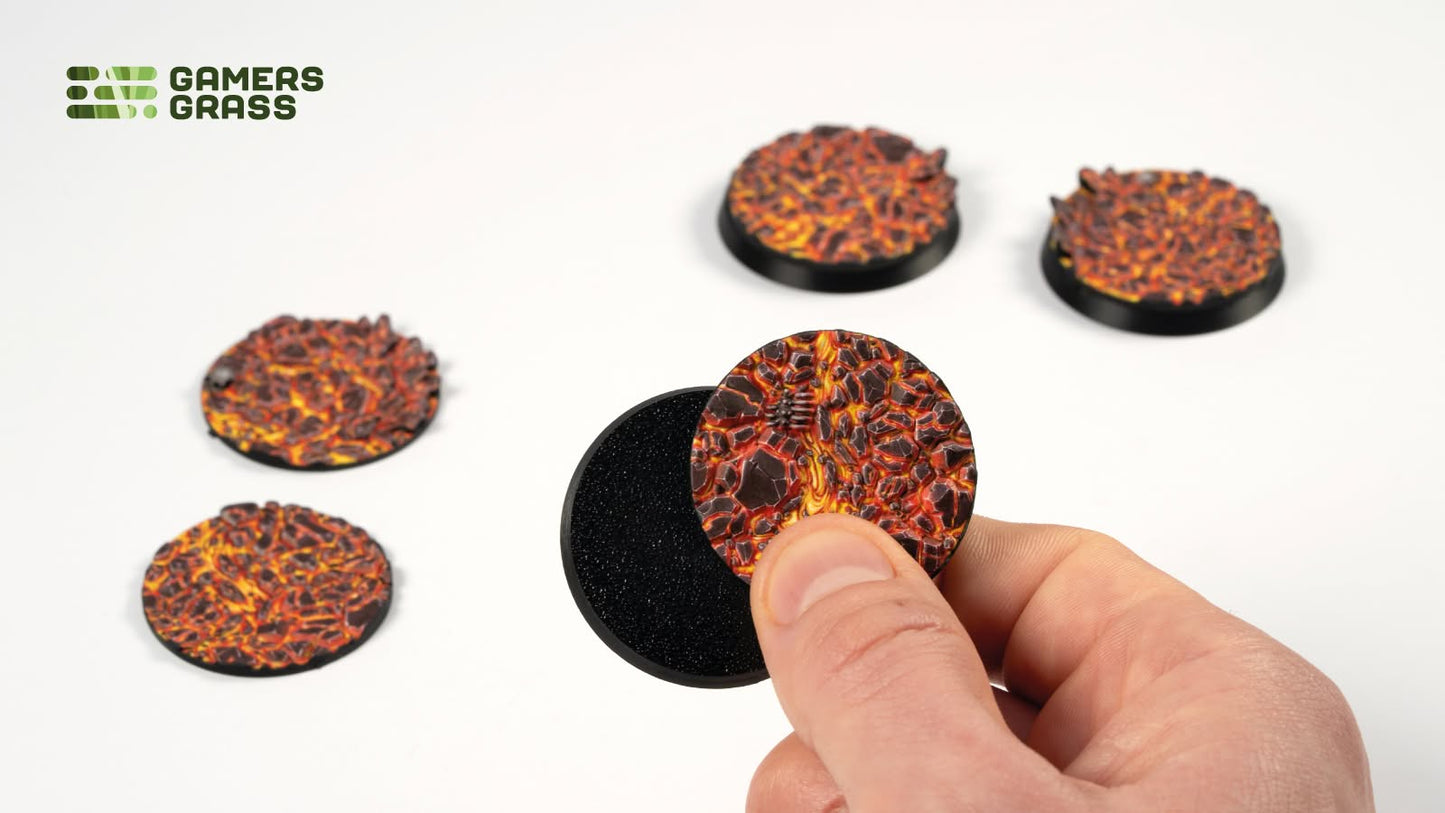 Gamers Grass GGT-MLR40 - Battle Ready Toppers - Molten Lava - Round 40mm (x5)