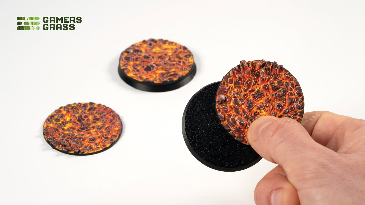 Gamers Grass GGT-MLR50 - Battle Ready Toppers - Molten Lava - Round 50mm (x3)
