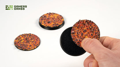 Gamers Grass GGT-MLR50 - Battle Ready Toppers - Molten Lava - Round 50mm (x3)