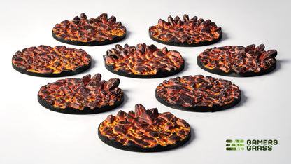 Gamers Grass GGT-MLR32 - Battle Ready Toppers - Molten Lava - Round 32mm (x8)