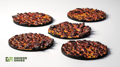Gamers Grass GGT-MLR40 - Battle Ready Toppers - Molten Lava - Round 40mm (x5)