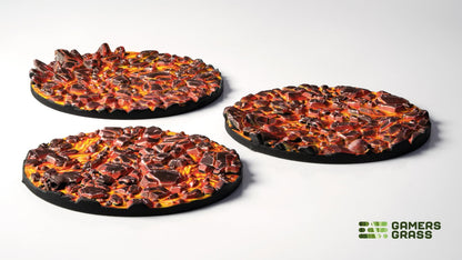 Gamers Grass GGT-MLR50 - Battle Ready Toppers - Molten Lava - Round 50mm (x3)