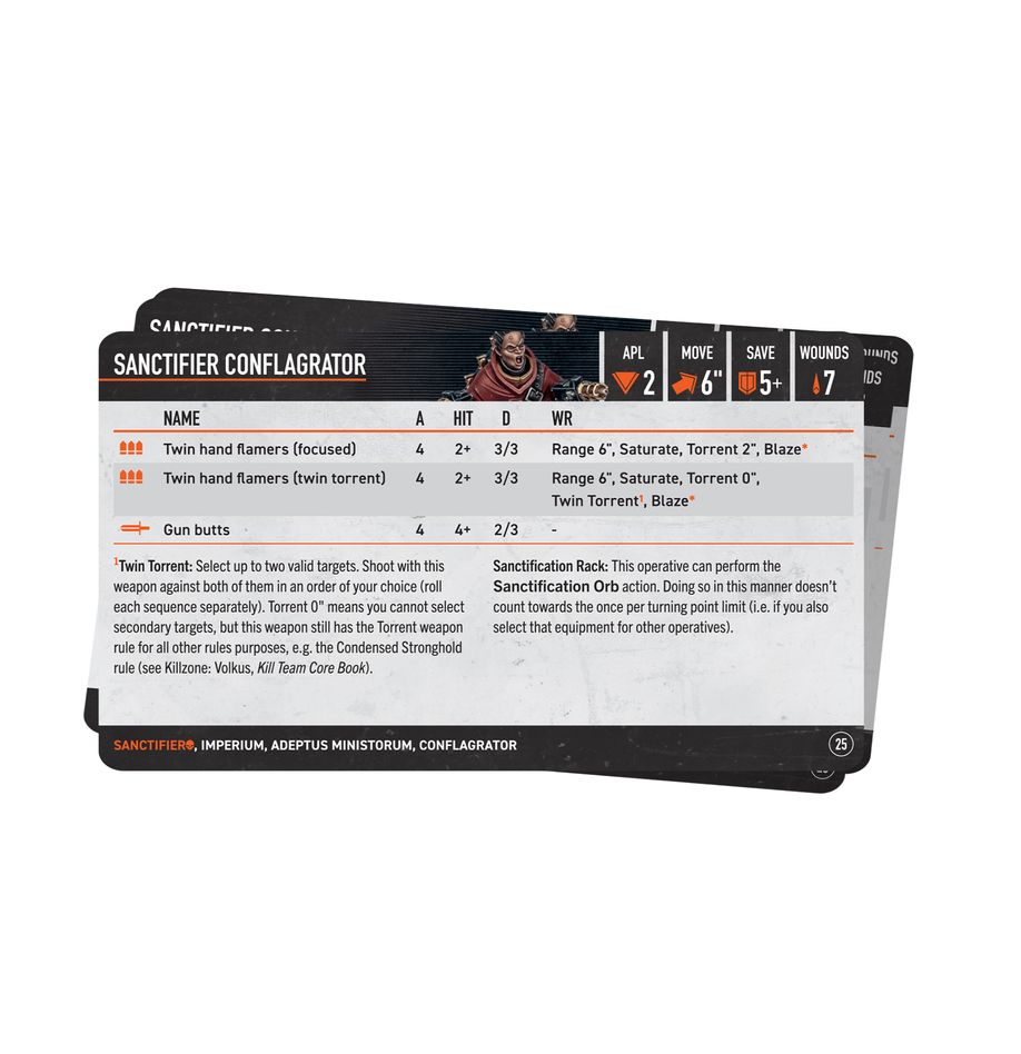 Games Workshop 102-59 - Kill Team - Sanctifiers: Datacards